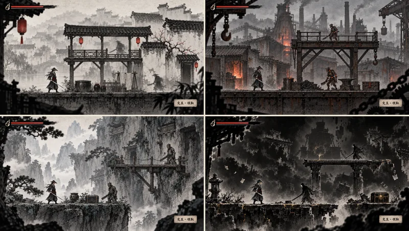 独立游戏《回火》四章概念图（开发中）